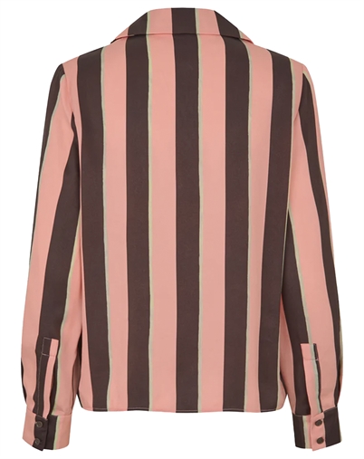 Stine Goya - Wide Point Collar Skjorte - Rosewood Mint Stripes 